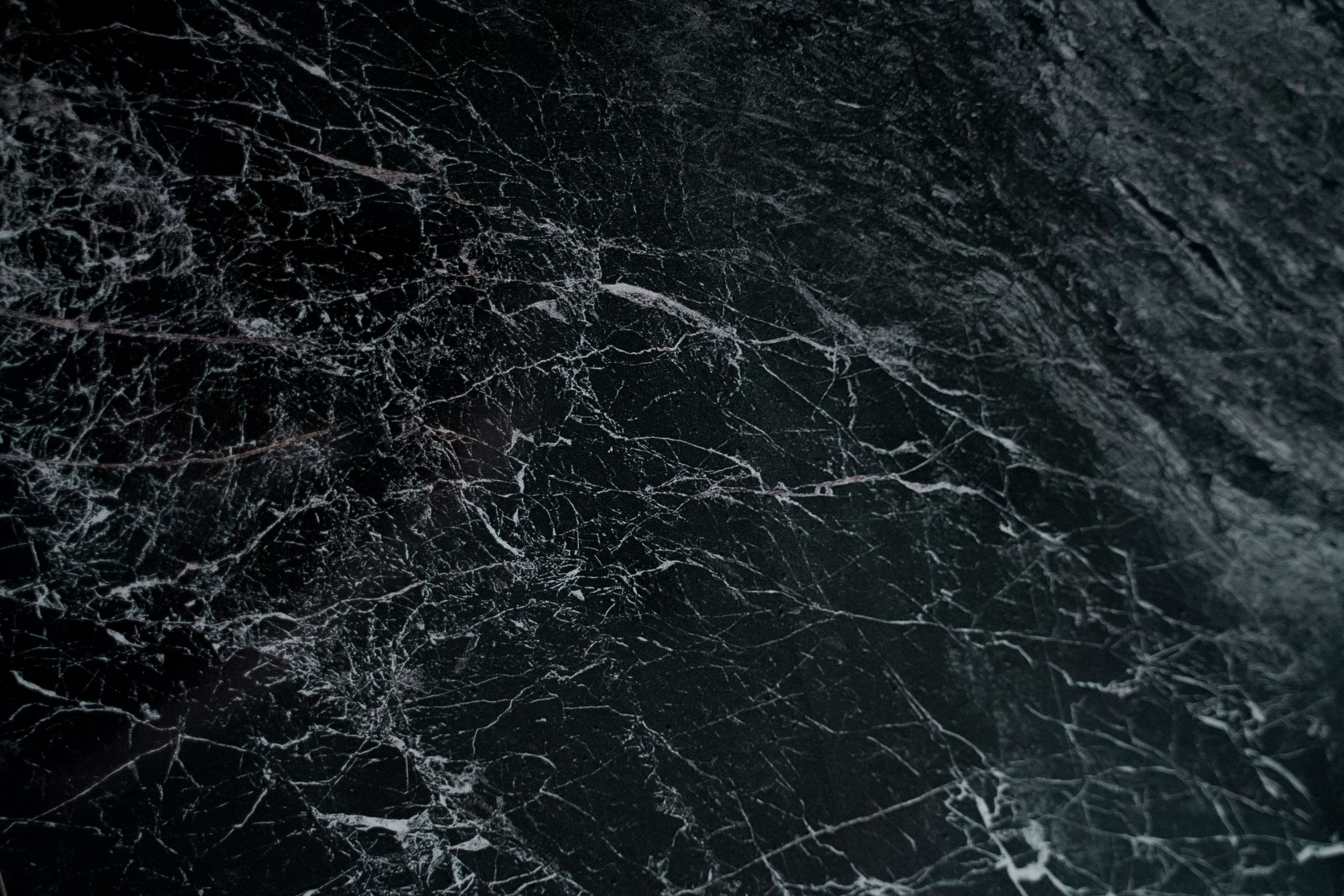 Intricate pattern on a dark marble surface, showcasing natural veins and textures.